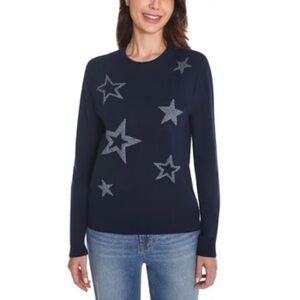 525 America - Women’s Knit Sweater with Silver Sparkle Stars